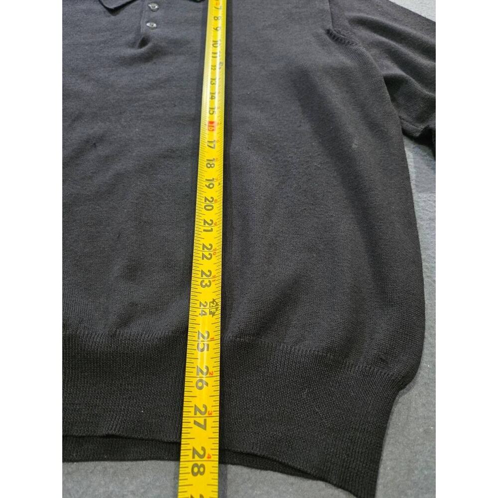 Cortina Italia Men's 100% Merino Wool Long Sleeve Polo Sweater Black L A010558 - Picture 3 of 6